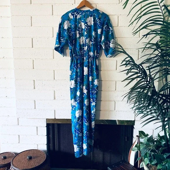NWOT Zara Blue Floral Print Jumpsuit